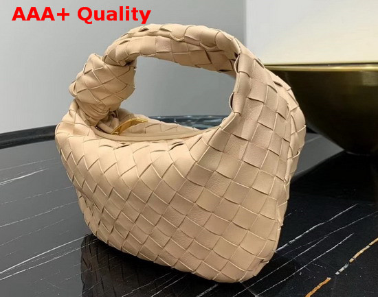 Bottega Veneta Mini BV Jodie Hobo Bag in Cipria Woven Leather Replica