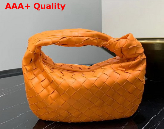 Bottega Veneta Mini BV Jodie Hobo Bag in Light Orange Woven Leather Replica