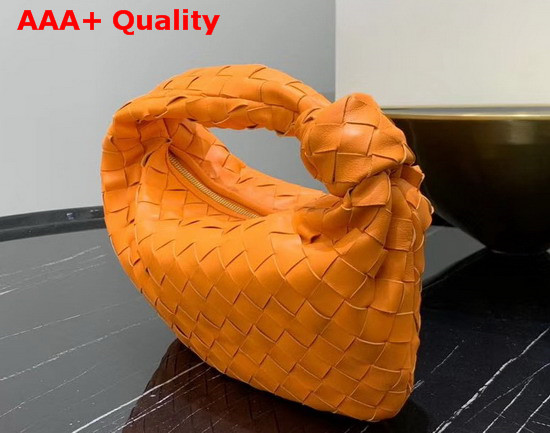 Bottega Veneta Mini BV Jodie Hobo Bag in Light Orange Woven Leather Replica