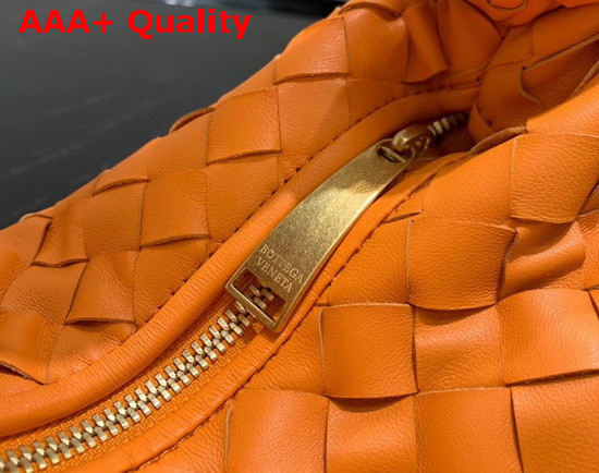 Bottega Veneta Mini BV Jodie Hobo Bag in Light Orange Woven Leather Replica