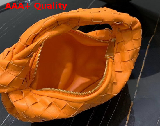 Bottega Veneta Mini BV Jodie Hobo Bag in Light Orange Woven Leather Replica