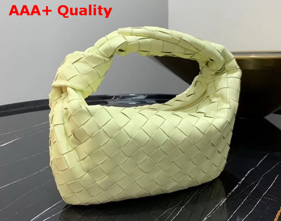 Bottega Veneta Mini BV Jodie Hobo Bag in Light Yellow Woven Leather Replica