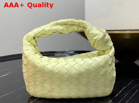 Bottega Veneta Mini BV Jodie Hobo Bag in Light Yellow Woven Leather Replica