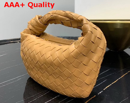 Bottega Veneta Mini BV Jodie Hobo Bag in Moutarde Woven Leather Replica