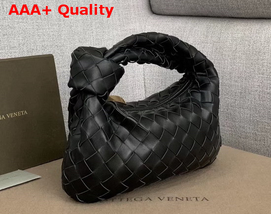 Bottega Veneta Mini BV Jodie Hobo Bag in Nero Woven Leather Replica