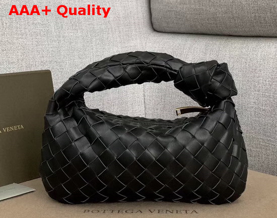 Bottega Veneta Mini BV Jodie Hobo Bag in Nero Woven Leather Replica