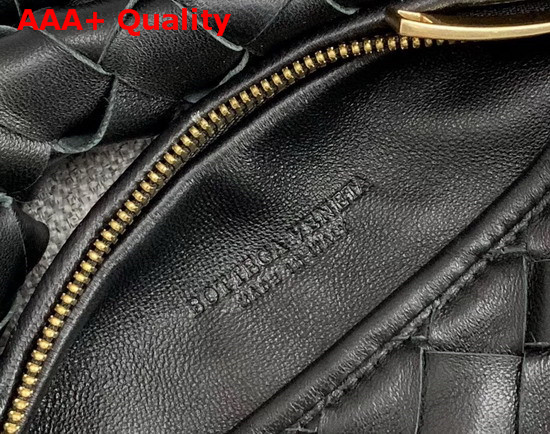 Bottega Veneta Mini BV Jodie Hobo Bag in Nero Woven Leather Replica