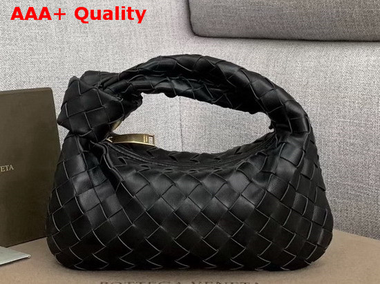 Bottega Veneta Mini BV Jodie Hobo Bag in Nero Woven Leather Replica