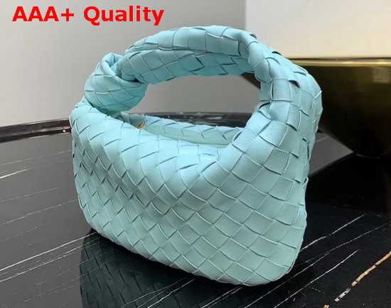 Bottega Veneta Mini BV Jodie Hobo Bag in Turquoise Woven Leather Replica