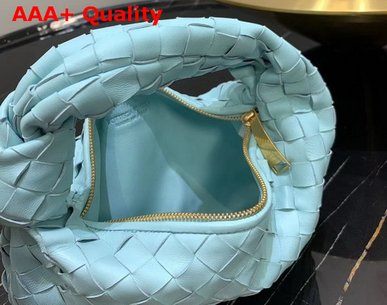 Bottega Veneta Mini BV Jodie Hobo Bag in Turquoise Woven Leather Replica