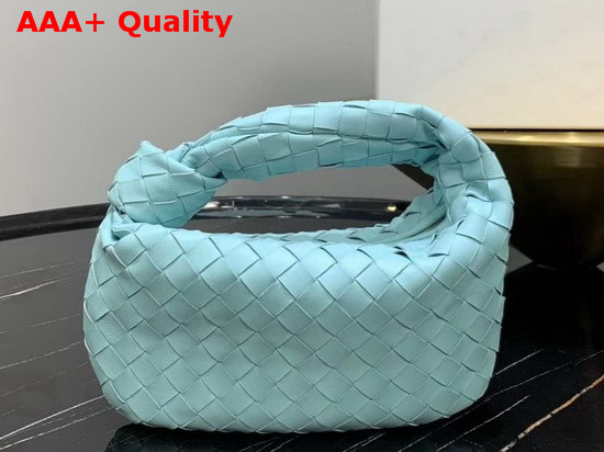 Bottega Veneta Mini BV Jodie Hobo Bag in Turquoise Woven Leather Replica