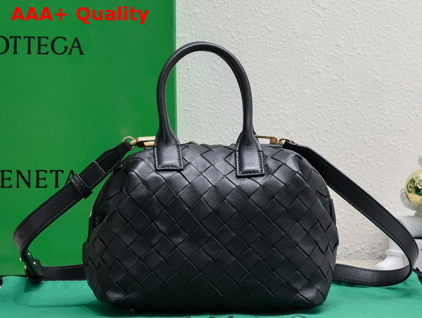 Bottega Veneta Mini Bauletto Bag in Black Intrecciato Nappa Leather Replica