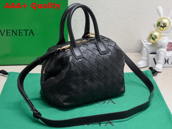 Bottega Veneta Mini Bauletto Bag in Black Intrecciato Nappa Leather Replica