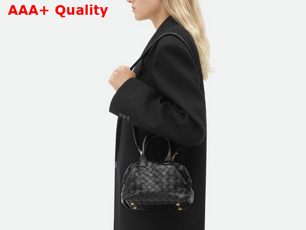 Bottega Veneta Mini Bauletto Bag in Black Intrecciato Nappa Leather Replica