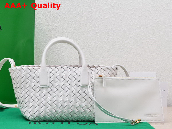 Bottega Veneta Mini Cabat White Lamb Skin Replica