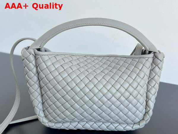 Bottega Veneta Mini Cobble Top Handle Bag in Agate Grey Soft Padded Intreccio Leather Replica