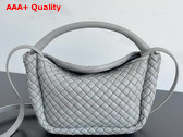 Bottega Veneta Mini Cobble Top Handle Bag in Agate Grey Soft Padded Intreccio Leather Replica