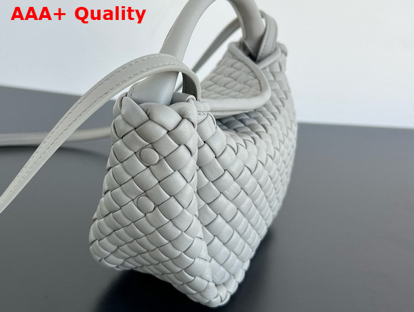 Bottega Veneta Mini Cobble Top Handle Bag in Agate Grey Soft Padded Intreccio Leather Replica