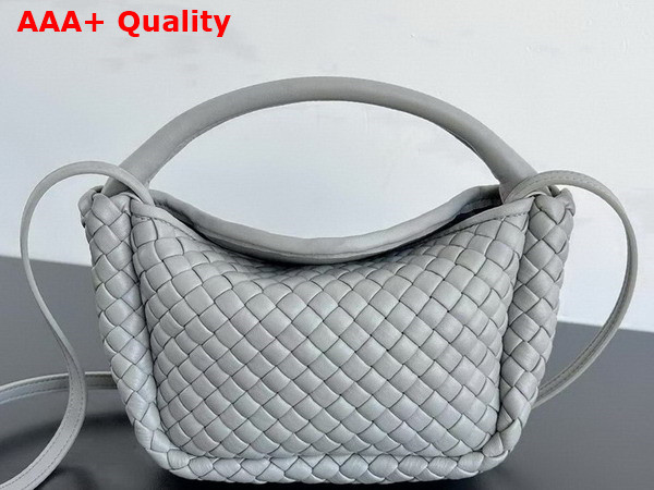 Bottega Veneta Mini Cobble Top Handle Bag in Agate Grey Soft Padded Intreccio Leather Replica