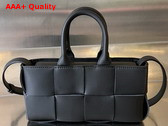 Bottega Veneta Mini East West Arco Tote Black Intreccio Leather Replica