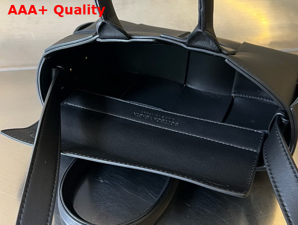 Bottega Veneta Mini East West Arco Tote Black Intreccio Leather Replica