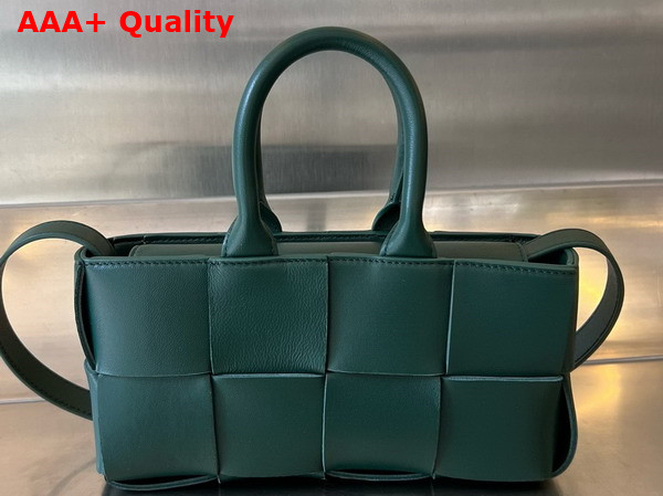 Bottega Veneta Mini East West Arco Tote Emerald Green Intreccio Leather Replica