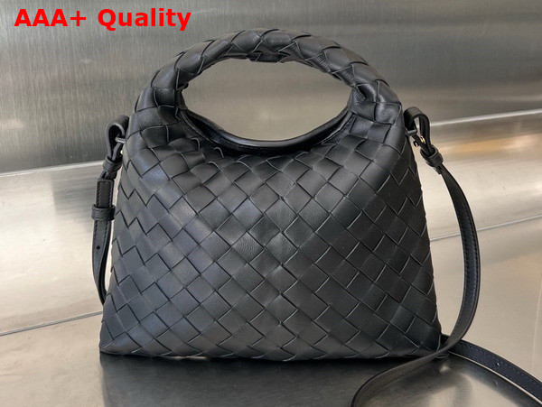 Bottega Veneta Mini Hop Bag in Black Intrecciato Calfskin Replica