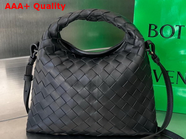 Bottega Veneta Mini Hop Bag in Black Intrecciato Calfskin Replica