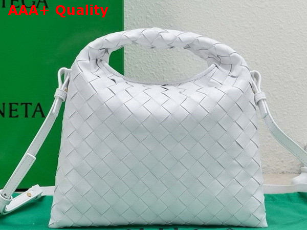 Bottega Veneta Mini Hop Bag in White Intrecciato Calfskin Replica