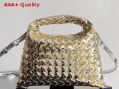 Bottega Veneta Mini Hop Silver Gold Intrecciato Leather Replica