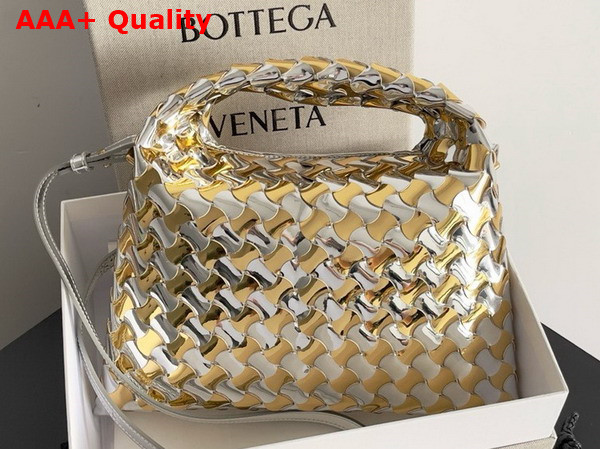 Bottega Veneta Mini Hop Silver Gold Intrecciato Leather Replica