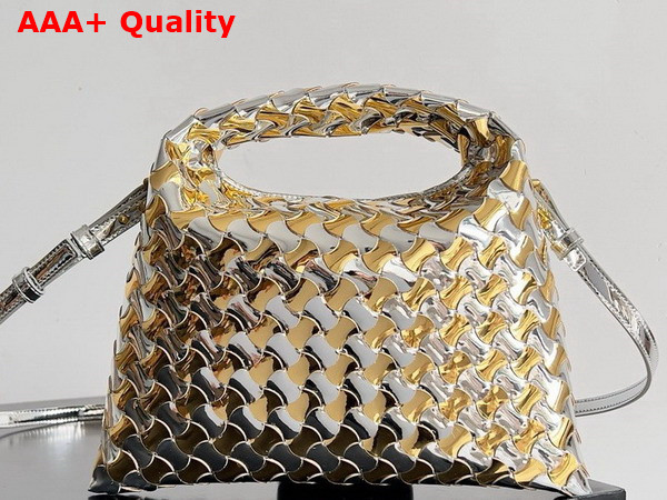 Bottega Veneta Mini Hop Silver Gold Intrecciato Leather Replica