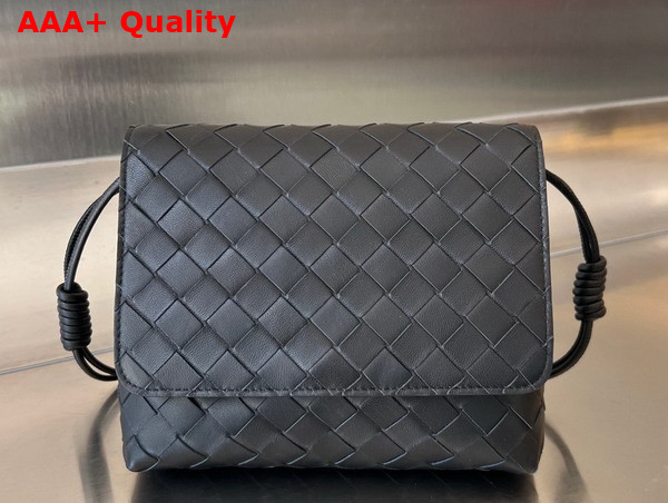 Bottega Veneta Mini Intrecciato Cross Body Bag in Black Lambskin Replica