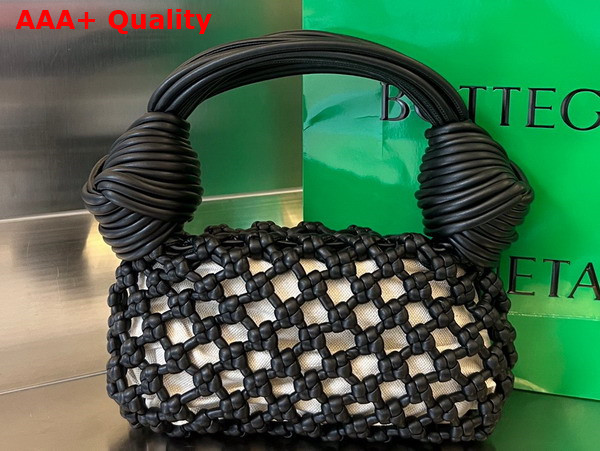 Bottega Veneta Mini Jodie Black Hand Knotted Intreccio Leather Netting Replica