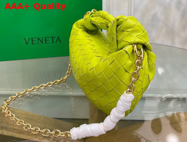 Bottega Veneta Mini Jodie in Acid Kiwi Lambskin with Detachable Leather Wristlet and Chain Strap Replica