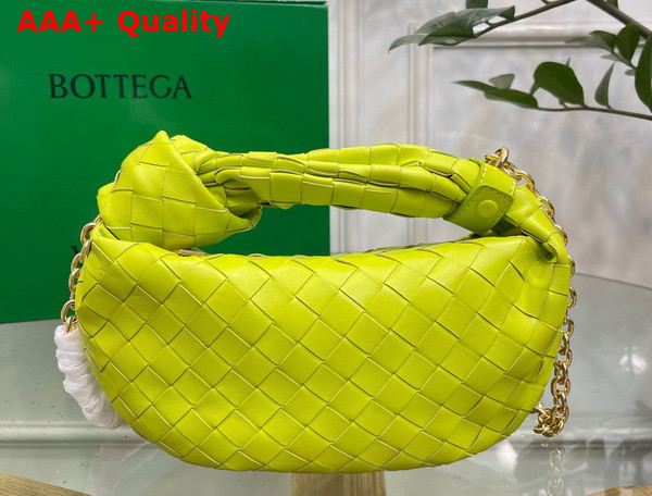 Bottega Veneta Mini Jodie in Acid Kiwi Lambskin with Detachable Leather Wristlet and Chain Strap Replica