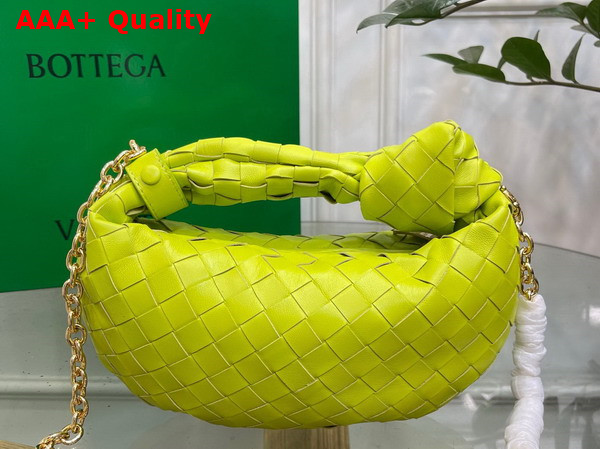 Bottega Veneta Mini Jodie in Acid Kiwi Lambskin with Detachable Leather Wristlet and Chain Strap Replica