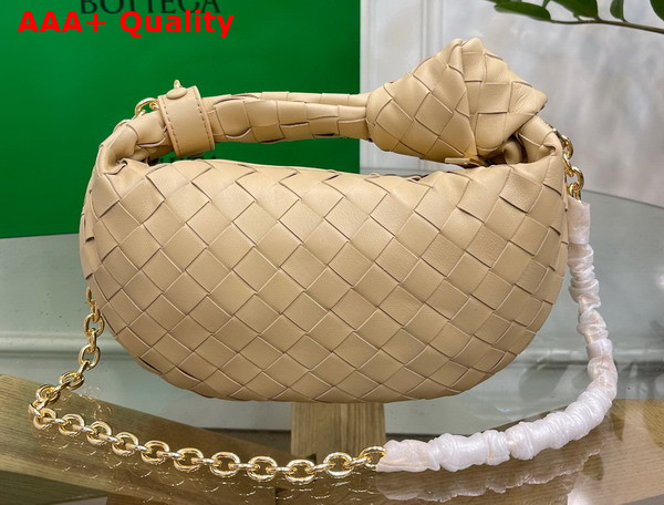 Bottega Veneta Mini Jodie in Beige Lambskin with Detachable Leather Wristlet and Chain Strap Replica