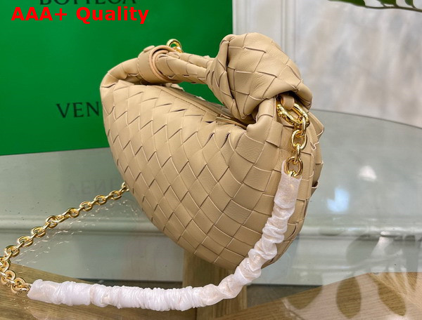 Bottega Veneta Mini Jodie in Beige Lambskin with Detachable Leather Wristlet and Chain Strap Replica