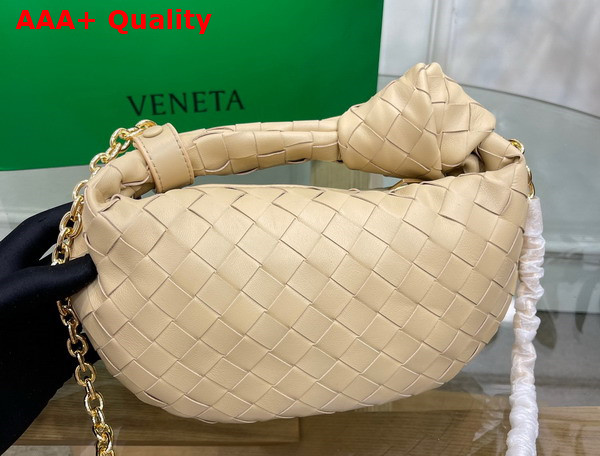 Bottega Veneta Mini Jodie in Beige Lambskin with Detachable Leather Wristlet and Chain Strap Replica