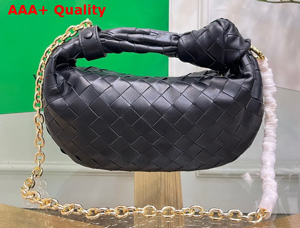 Bottega Veneta Mini Jodie in Black Lambskin with Detachable Leather Wristlet and Chain Strap Replica