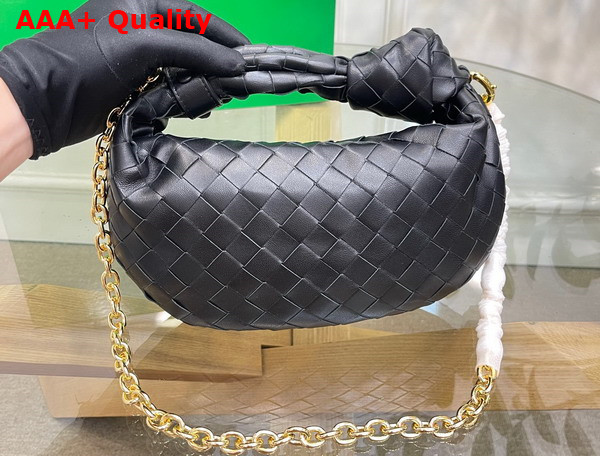 Bottega Veneta Mini Jodie in Black Lambskin with Detachable Leather Wristlet and Chain Strap Replica