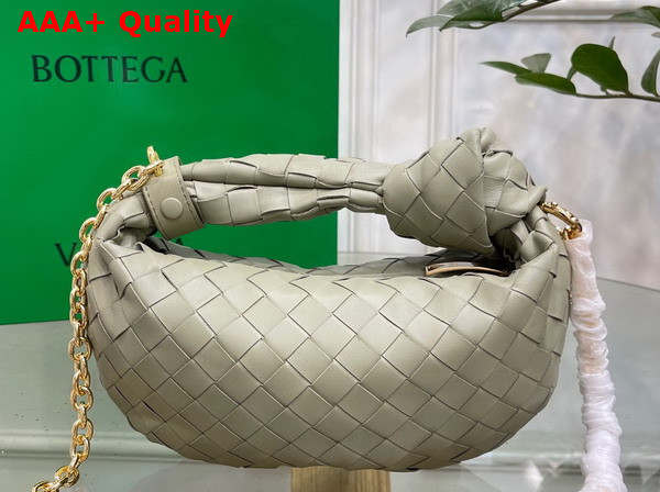 Bottega Veneta Mini Jodie in Travertine Lambskin with Detachable Leather Wristlet and Chain Strap Replica