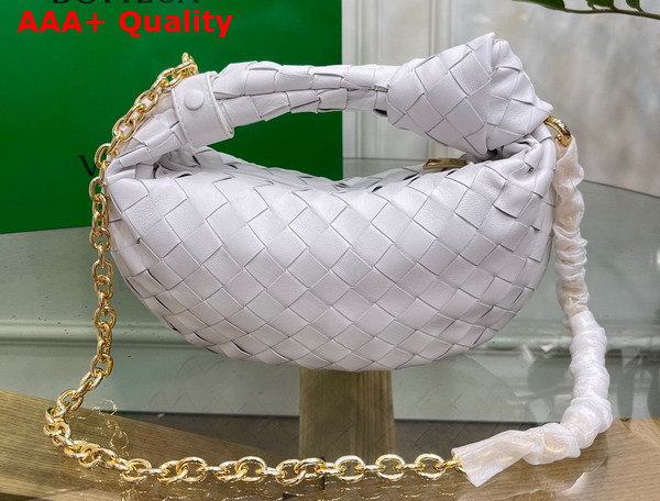 Bottega Veneta Mini Jodie in White Lambskin with Detachable Leather Wristlet and Chain Strap Replica