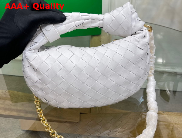 Bottega Veneta Mini Jodie in White Lambskin with Detachable Leather Wristlet and Chain Strap Replica