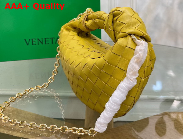 Bottega Veneta Mini Jodie in Yellow Lambskin with Detachable Leather Wristlet and Chain Strap Replica