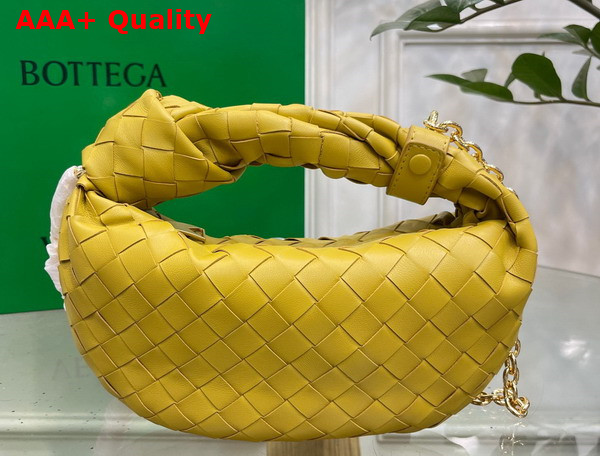 Bottega Veneta Mini Jodie in Yellow Lambskin with Detachable Leather Wristlet and Chain Strap Replica