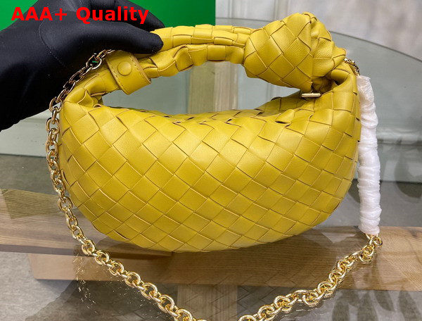 Bottega Veneta Mini Jodie in Yellow Lambskin with Detachable Leather Wristlet and Chain Strap Replica