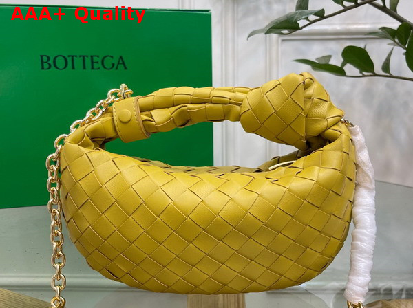 Bottega Veneta Mini Jodie in Yellow Lambskin with Detachable Leather Wristlet and Chain Strap Replica