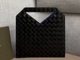 Bottega Veneta Mini North South Tote in Nero Intrecciato Spazzolato Calfskin